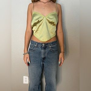 Green Lacey tie top// size S